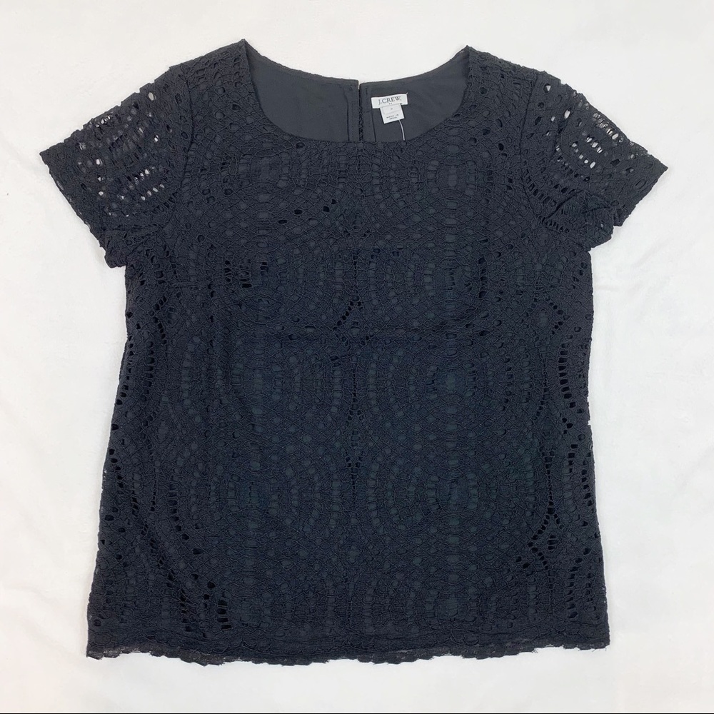 J. Crew Black Lace Short Sleeve Top